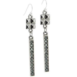 Silver Earring with Soft Green Crystal Bar,NWT